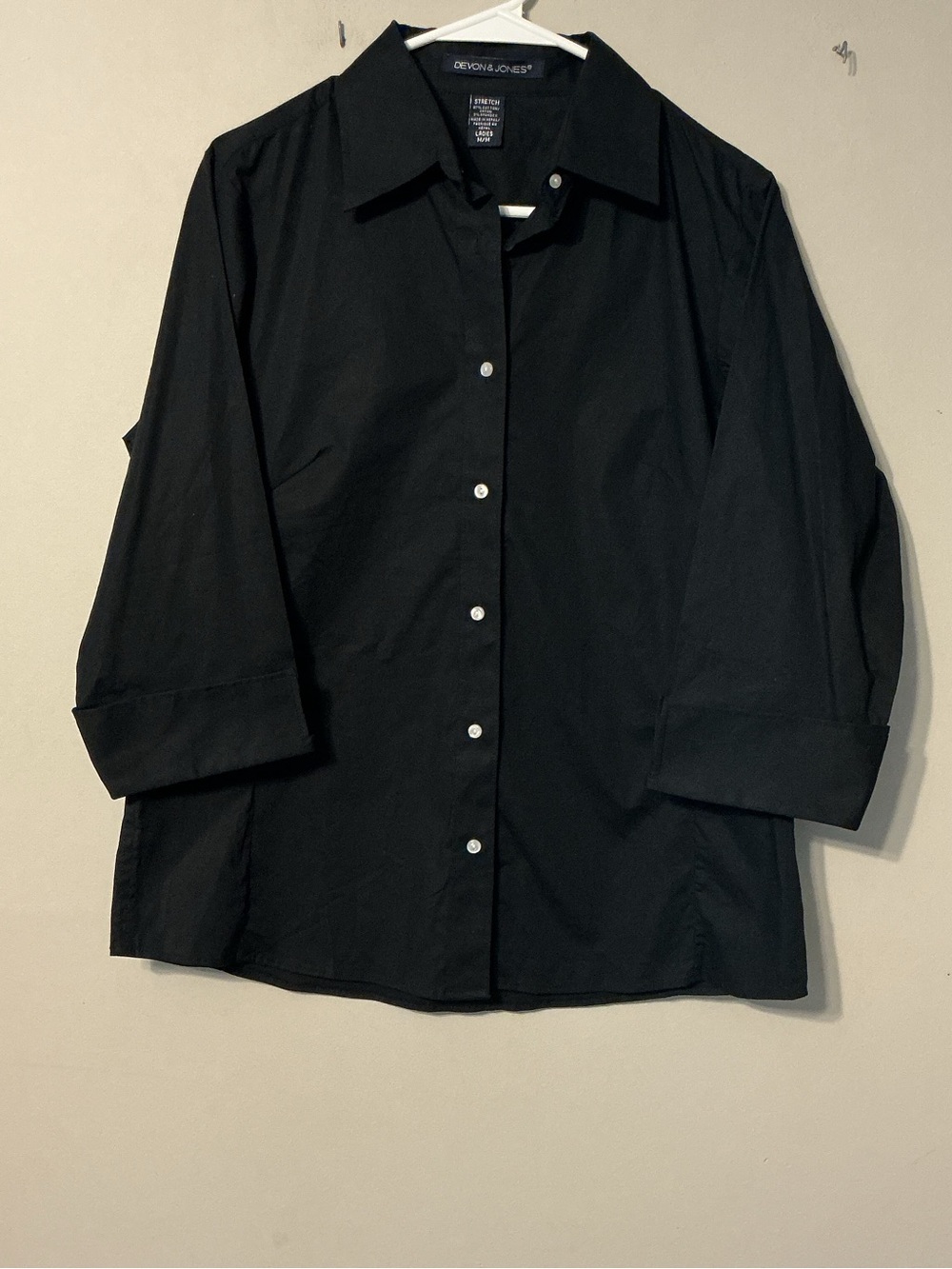 Devon&Jones Black Stretch Button Down